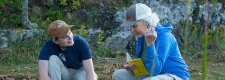 Pam Morgan Professor and Robyn Rollo Marine Science Student in Rachel Carson National Wildlife Refuge